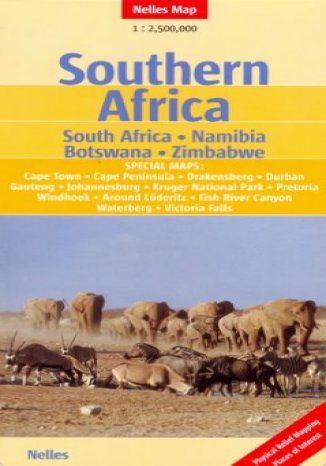 Afryka Południowa. RPA, Namibia, Botswana, Zimbabwe. Mapa