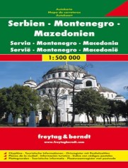 Serbia Czarnogóra Macedonia. Mapa samochodowa